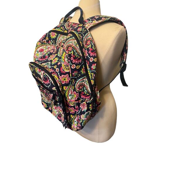 Vera Bradley Handbags - Vera Bradley navy floral Paisley backpack Pink Interior Pockets Gently Preloved